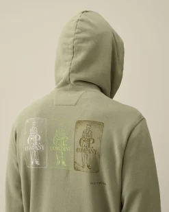 Sale C.P. Company 30/1 Fleece Artisanal Haettetroje Agave Gron