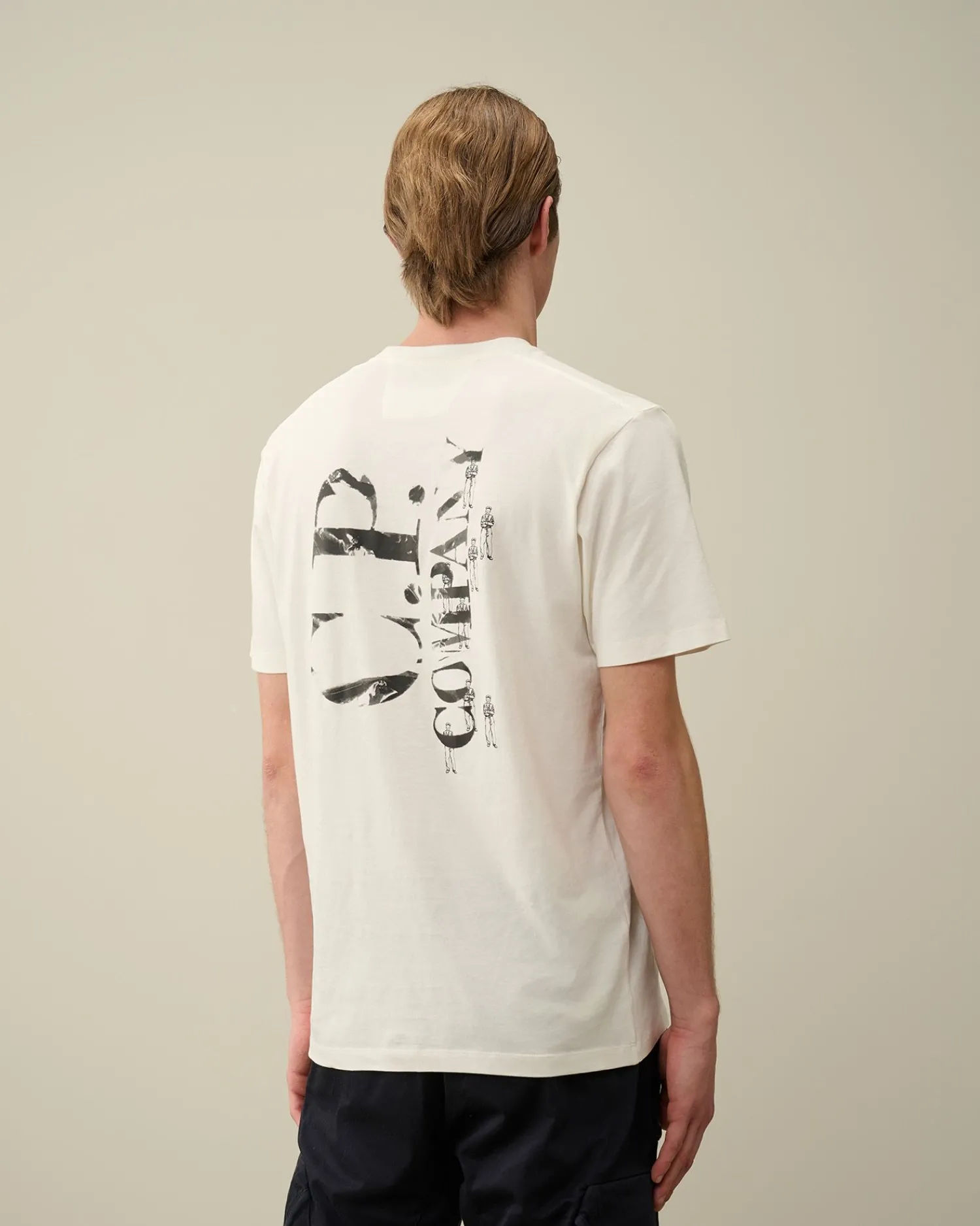 Hot C.P. Company 30/1 Jersey Afslappet Grafisk T-Shirt Gaze Hvid