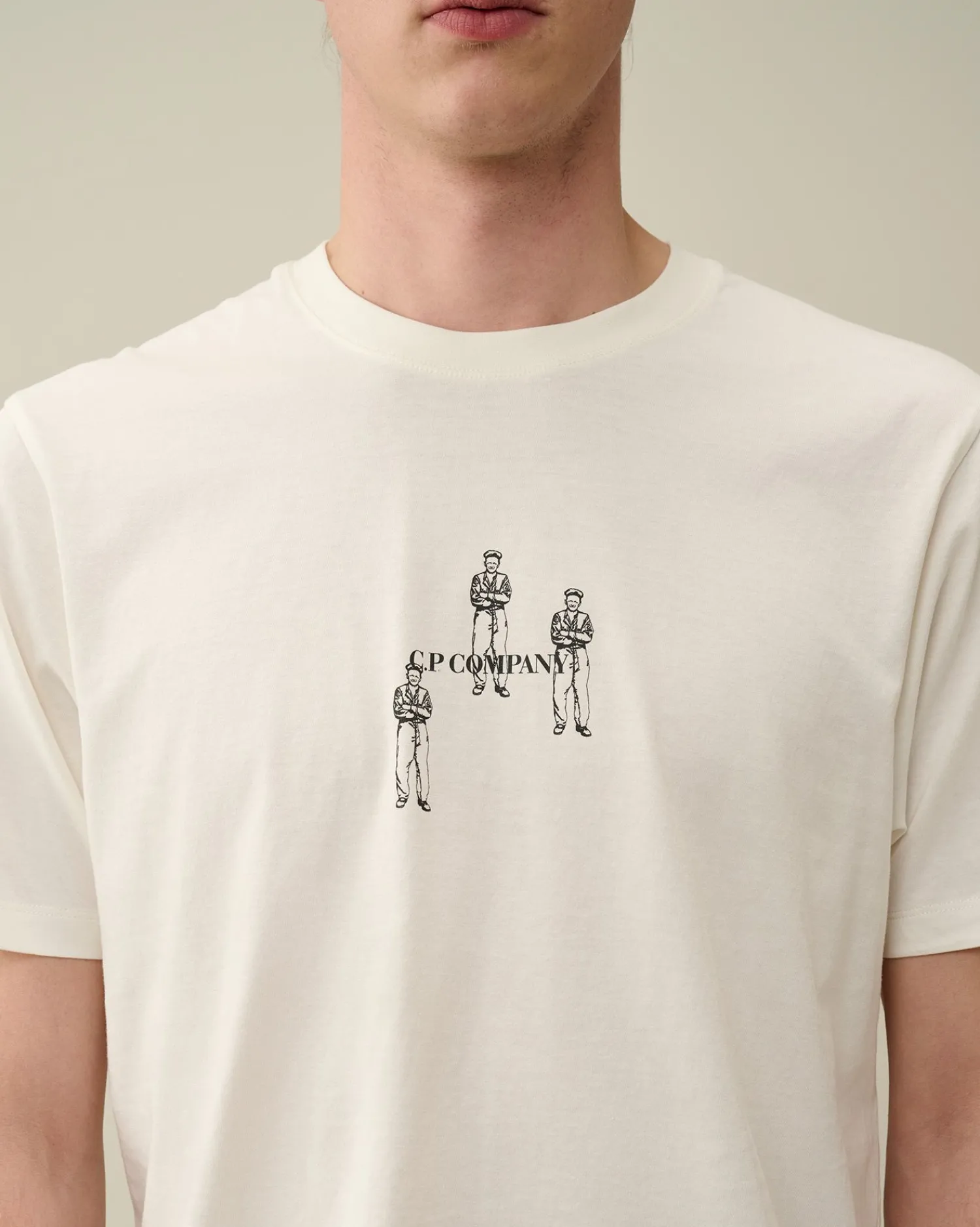 Hot C.P. Company 30/1 Jersey Afslappet Grafisk T-Shirt Gaze Hvid