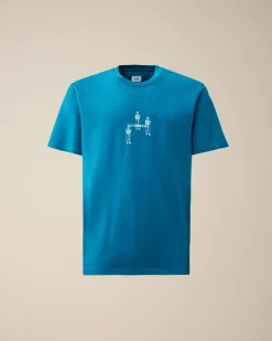 Outlet C.P. Company 24/1 Jersey Artisanal Card T-Shirt Gaze Hvid