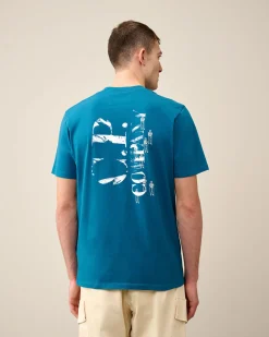 Outlet C.P. Company 24/1 Jersey Artisanal Card T-Shirt Gaze Hvid