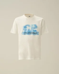 Cheap C.P. Company 24/1 Jersey Artisanal Logo T-Shirt Gaze Hvid