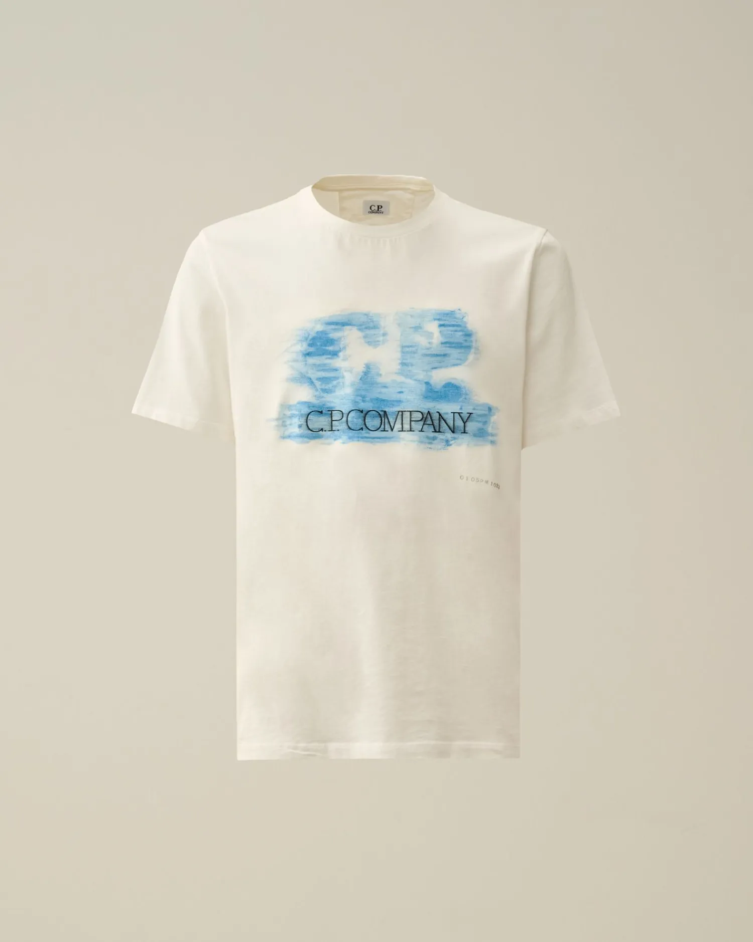 Cheap C.P. Company 24/1 Jersey Artisanal Logo T-Shirt Gaze Hvid