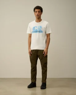 Cheap C.P. Company 24/1 Jersey Artisanal Logo T-Shirt Gaze Hvid