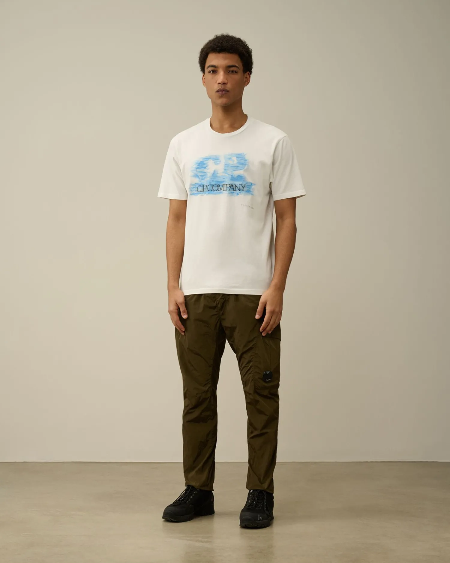 Cheap C.P. Company 24/1 Jersey Artisanal Logo T-Shirt Gaze Hvid