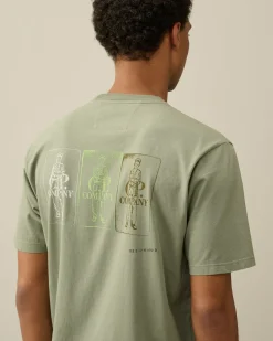Sale C.P. Company 24/1 Jersey Artisanal Three Cards T-Shirt Agave Gron