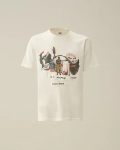Cheap C.P. Company 24/1 Jersey Artisanal Three Cards T-Shirt Stovregn Gra