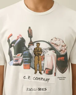 Cheap C.P. Company 24/1 Jersey Artisanal Three Cards T-Shirt Stovregn Gra