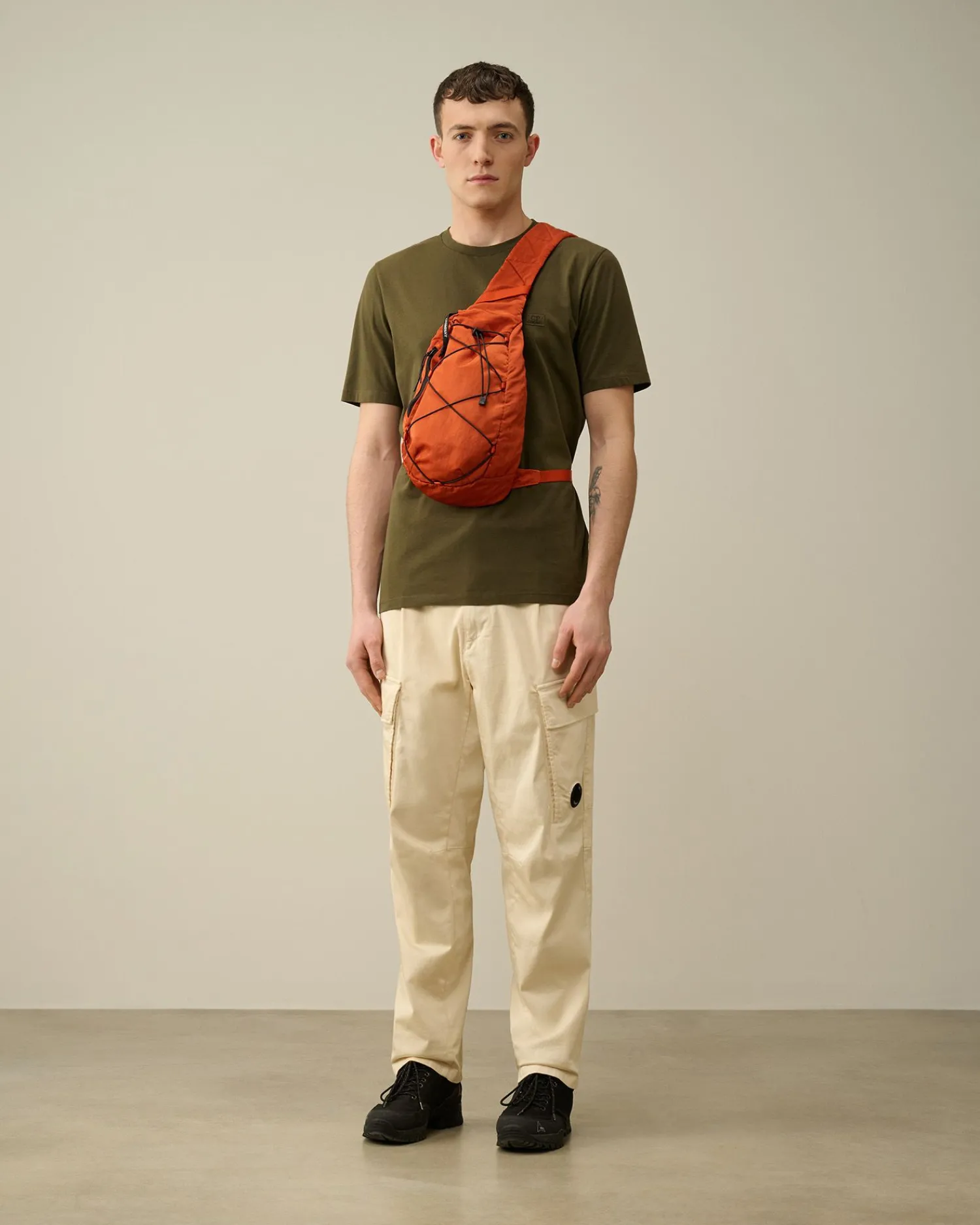 Best C.P. Company 20/1 Jersey Boxy Langaermet T-Shirt Gaze Hvid