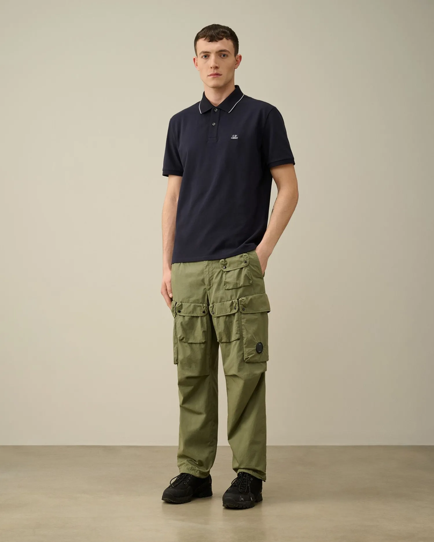 Shop C.P. Company 20/1 Jersey Boxy Polo Shirt Sort
