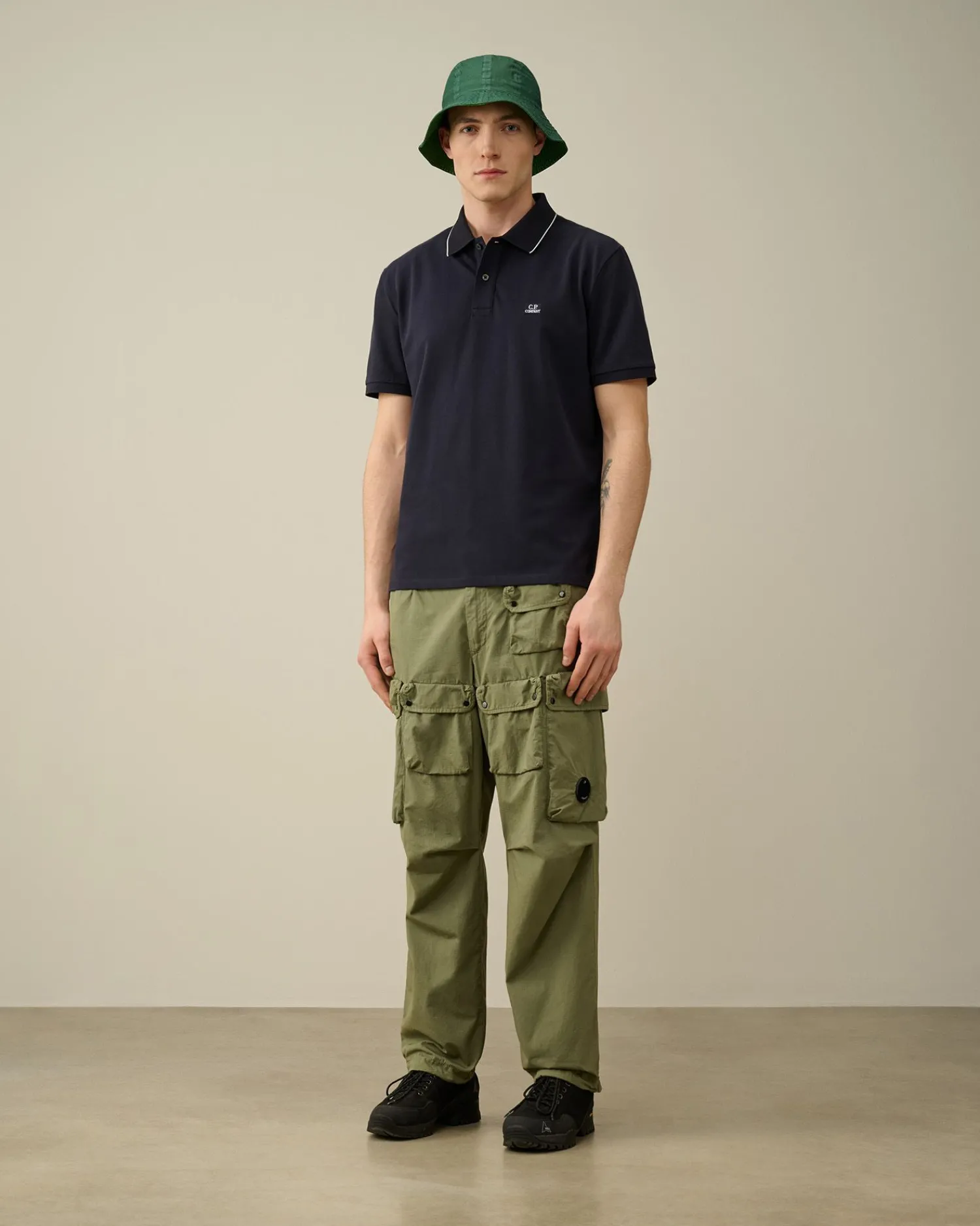 Shop C.P. Company 20/1 Jersey Boxy Polo Shirt Sort