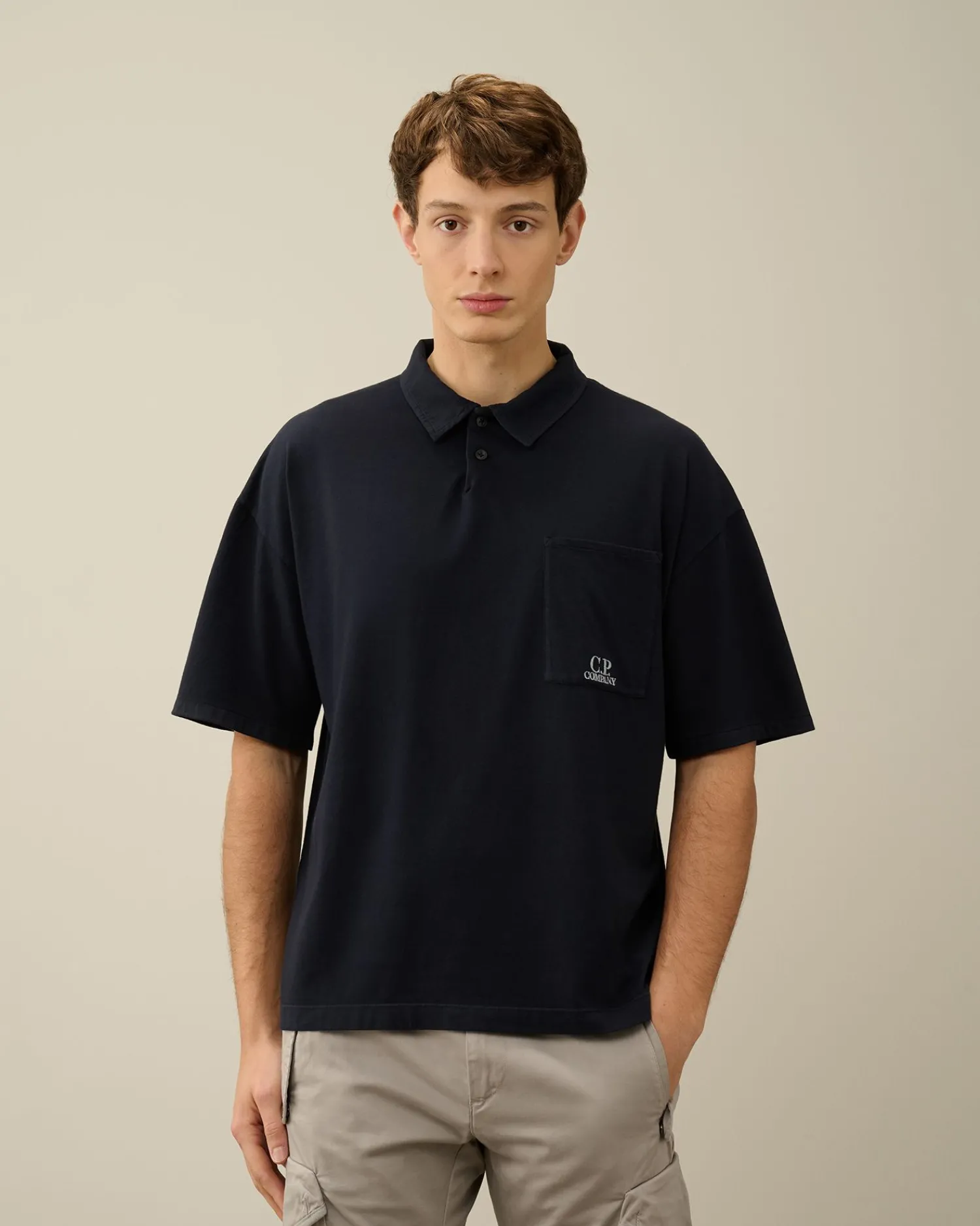 Best C.P. Company 20/1 Jersey Boxy Polo Shirt Total Eclipse-Blue