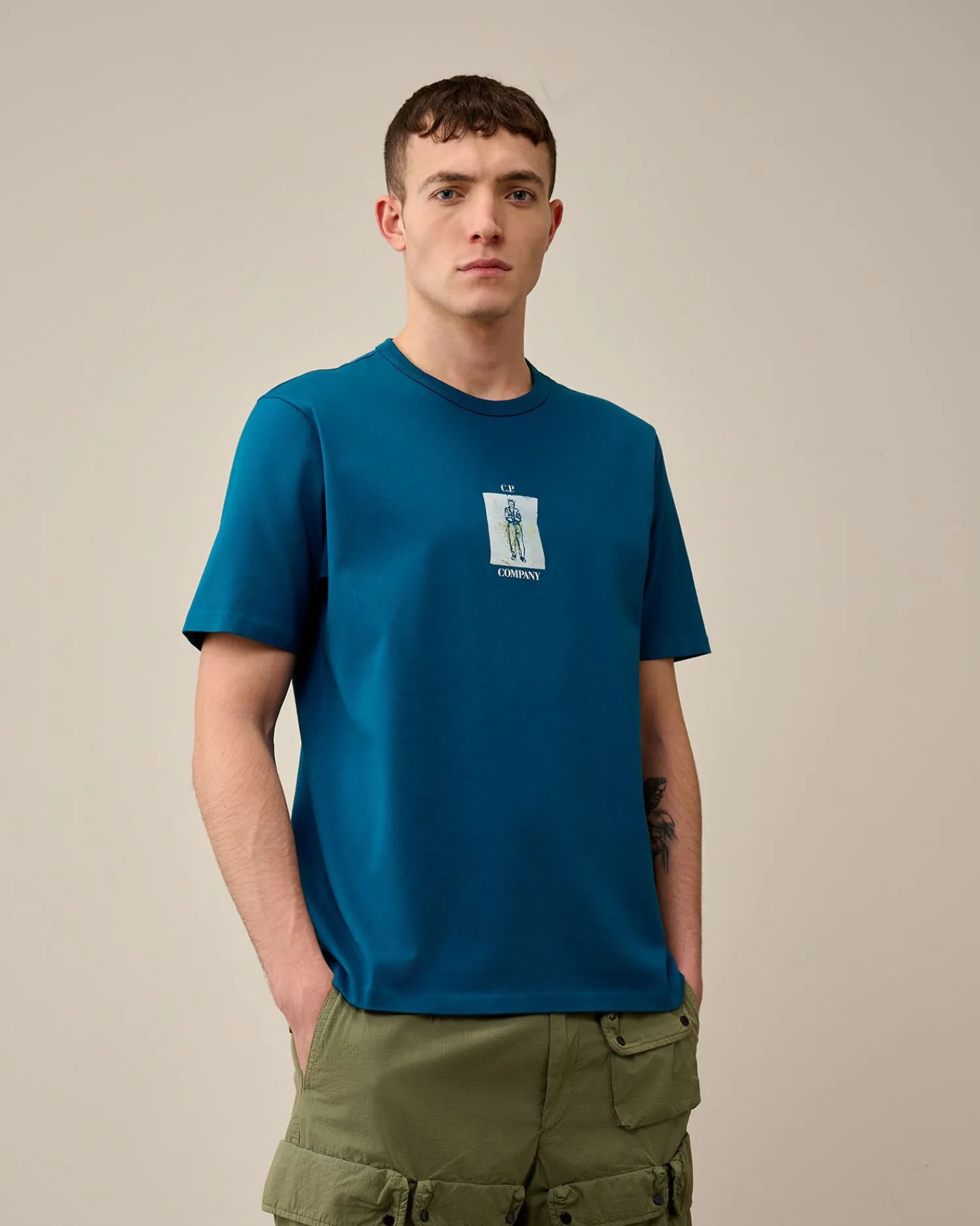 Fashion C.P. Company 1020 Jersey British Sailor T-Shirt Gaze Hvid