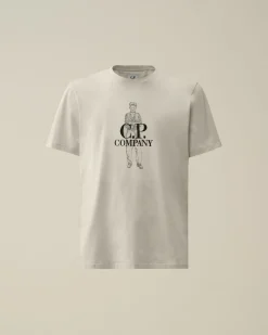 Hot C.P. Company 30/1 Jersey Goggle T-Shirt Gaze Hvid