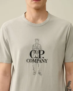Hot C.P. Company 30/1 Jersey Goggle T-Shirt Gaze Hvid