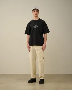 Store C.P. Company 30/1 Jersey Label Style Logo T-Shirt Stjernelys Bla