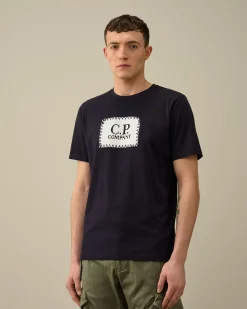 Cheap C.P. Company 30/1 Jersey Label Style Logo T-Shirt Pistacie Shell-Beige