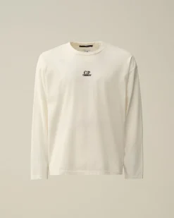 Discount C.P. Company 24/1 Jersey Resist Dyed Logo T-Shirt Blaek Bla