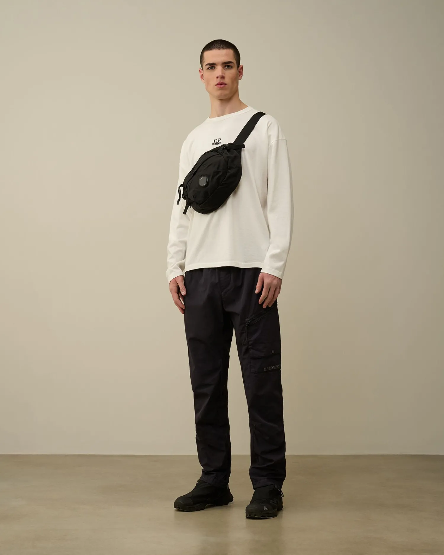 Discount C.P. Company 24/1 Jersey Resist Dyed Logo T-Shirt Blaek Bla