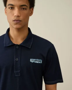 Fashion C.P. Company 30/2 Mercerized Jersey Twisted British Sailor T-Shirt Total Eclipse-Blue