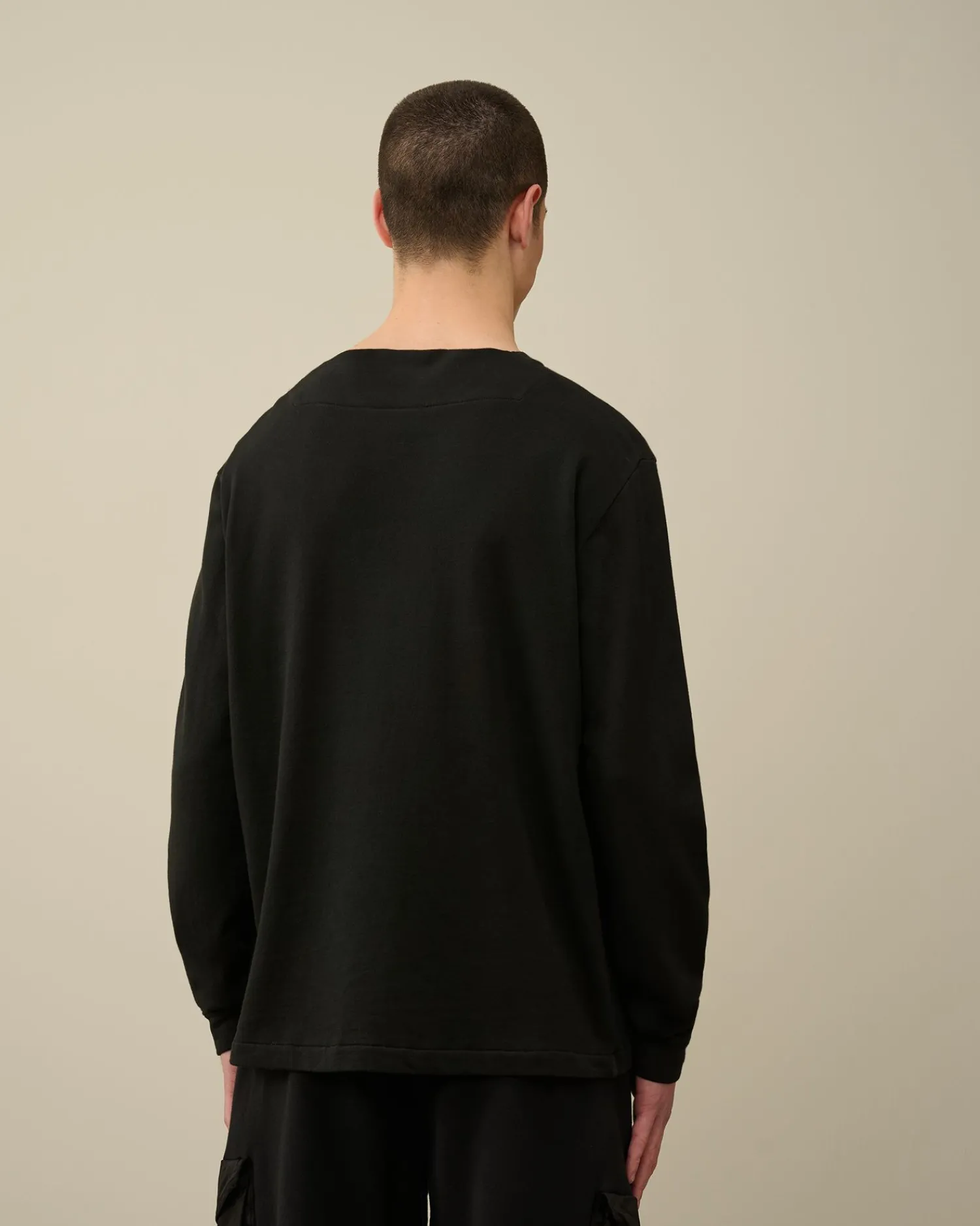 Sale C.P. Company 30/1 Svampe Fleece Kortaermet Sweatshirt Sort