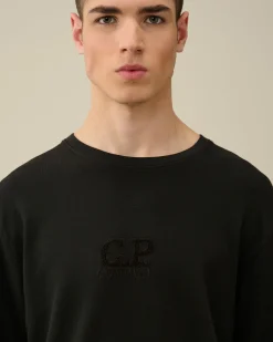 Sale C.P. Company 30/1 Svampe Fleece Kortaermet Sweatshirt Sort