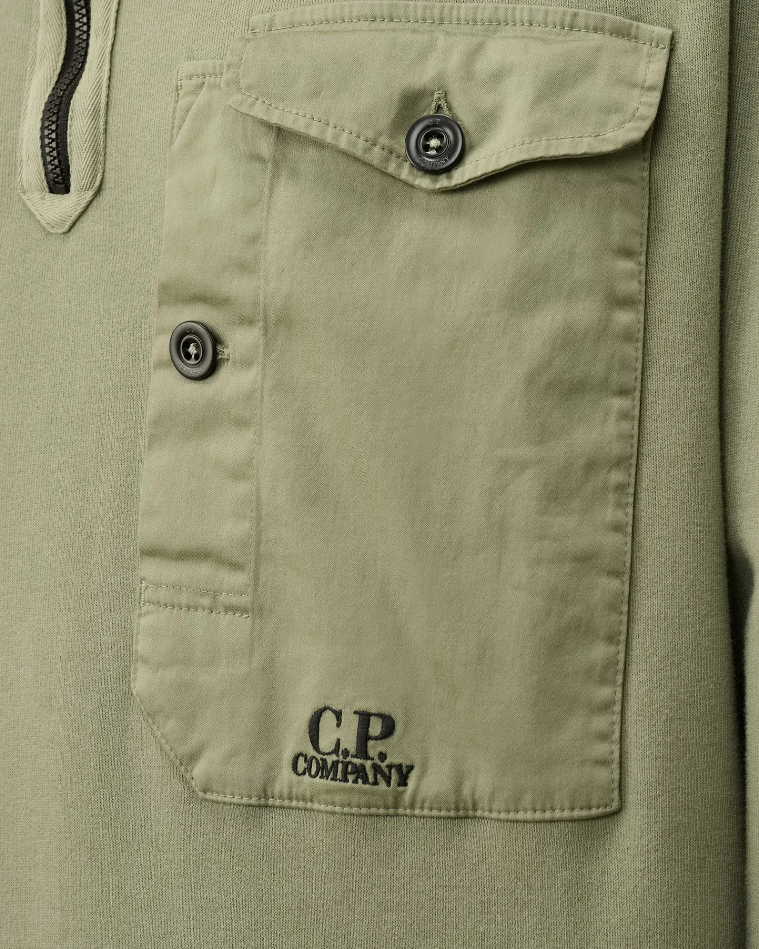 Discount C.P. Company Blandet Skjorte Med Lynlas I Bomuldsfleece Sort