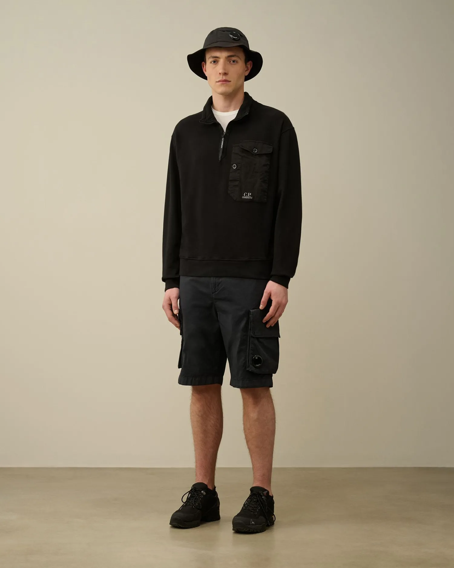 New C.P. Company Blandet Sweatshirt I Bomuldsfleece Sort