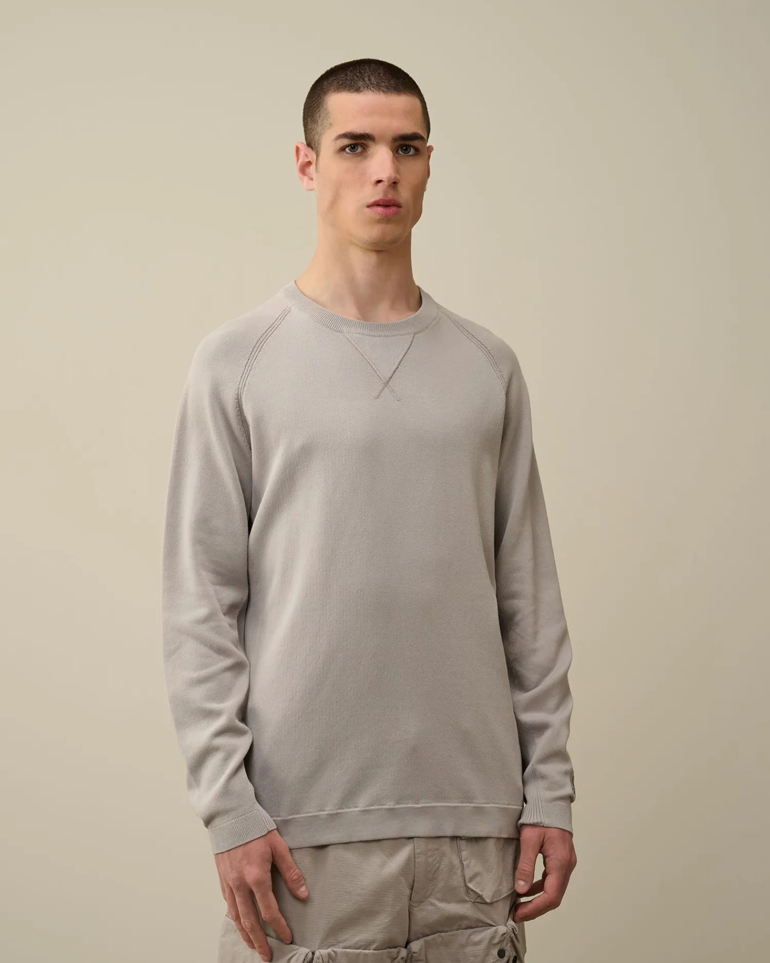Sale C.P. Company Bomuld Blandet Bomber Strik Gaze Hvid