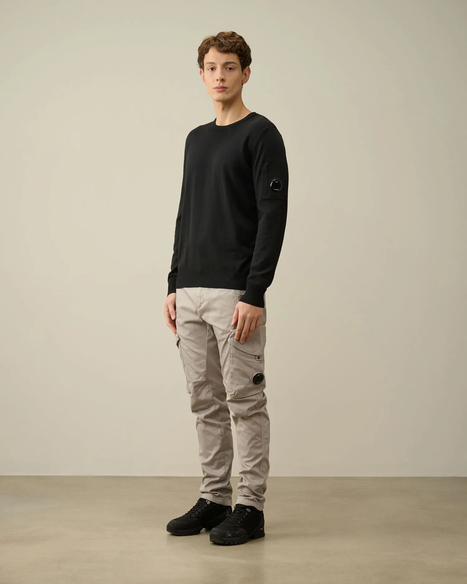 Hot C.P. Company Bomuld Crepe Strik Sort