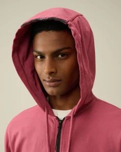 Outlet C.P. Company Bomuld Diagonal Fleece Logo Haettetroje Stjernelys Bla