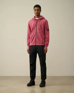 Outlet C.P. Company Bomuld Diagonal Fleece Logo Haettetroje Stjernelys Bla