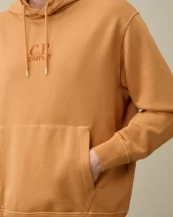 Clearance C.P. Company Bomuld Diagonal Fleece Logo Haettetroje Blaek Bla