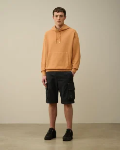 Clearance C.P. Company Bomuld Diagonal Fleece Logo Haettetroje Blaek Bla