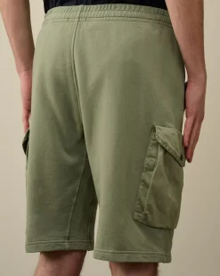 Shop C.P. Company Bomuld Fleece Mixed Cargo Shorts Total Eclipse-Blue