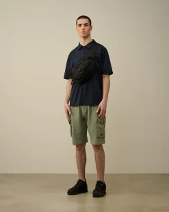 Shop C.P. Company Bomuld Fleece Mixed Cargo Shorts Total Eclipse-Blue