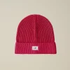Sale C.P. Company Bomuld Logo Beanie Rod Knop