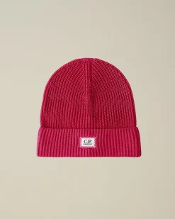 Sale C.P. Company Bomuld Logo Beanie Rod Knop
