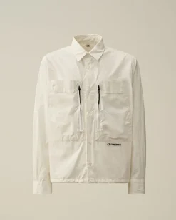 Best Sale C.P. Company Bomuld Popeline Overshirt Gaze Hvid