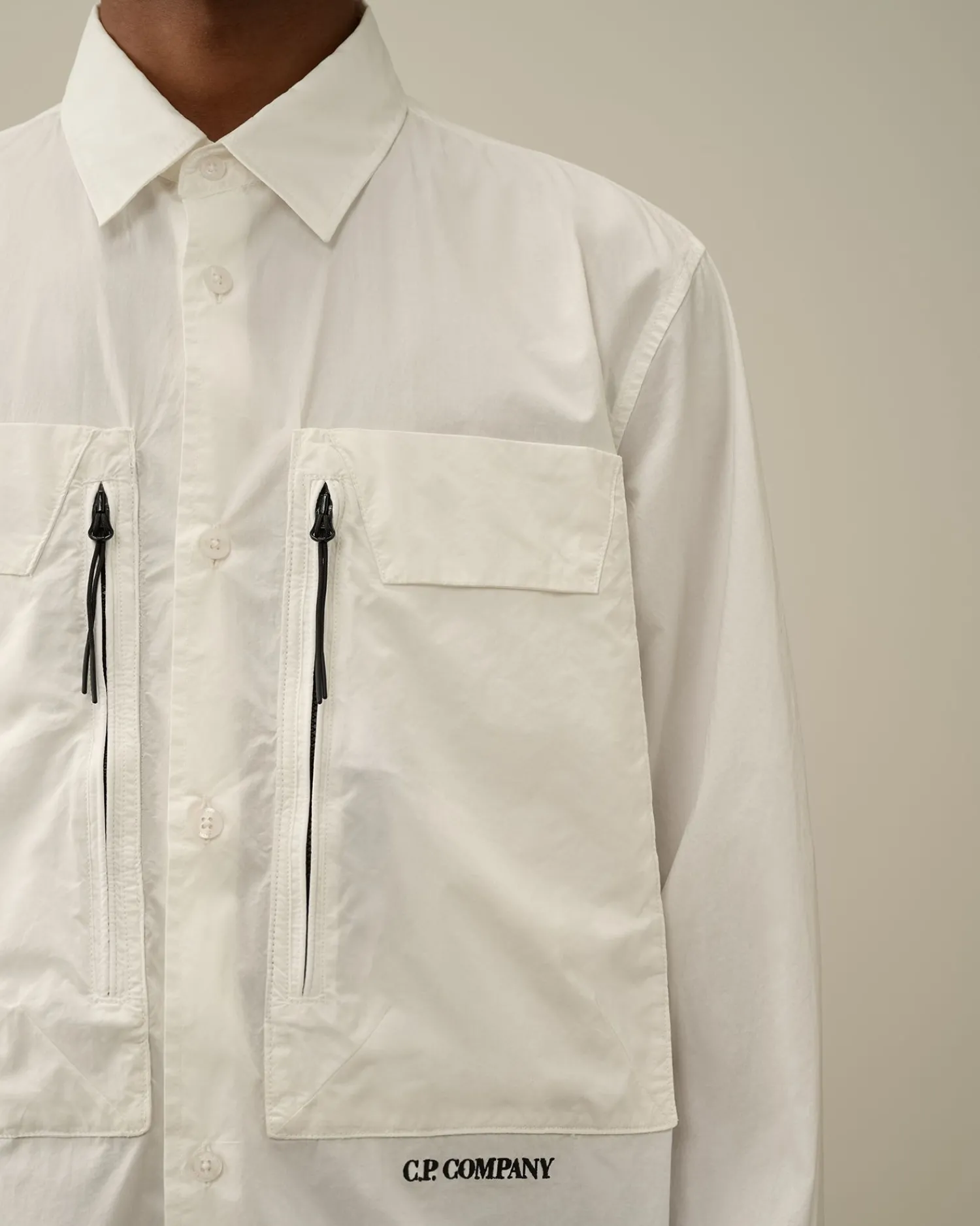 Best Sale C.P. Company Bomuld Popeline Overshirt Gaze Hvid