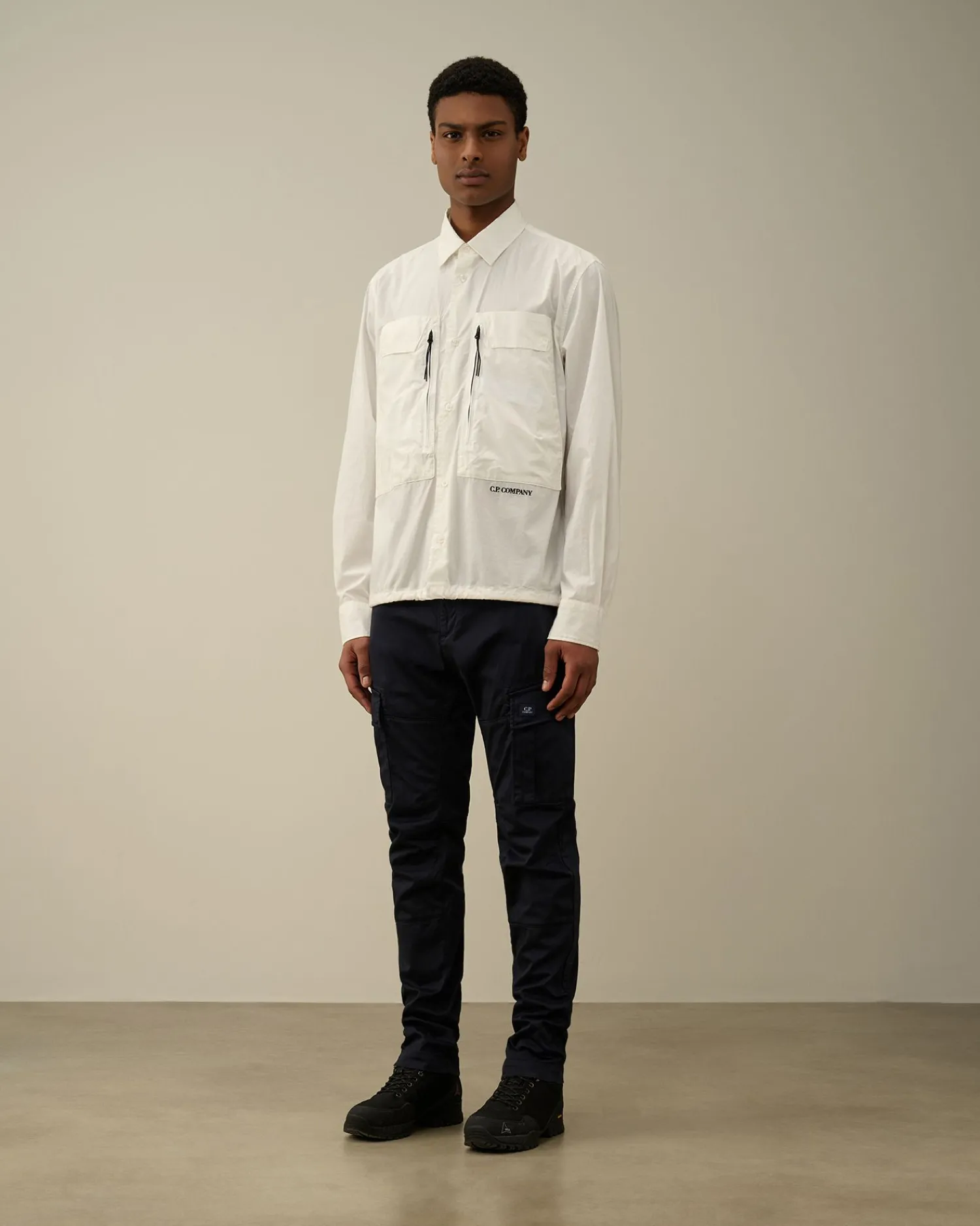 Best Sale C.P. Company Bomuld Popeline Overshirt Gaze Hvid