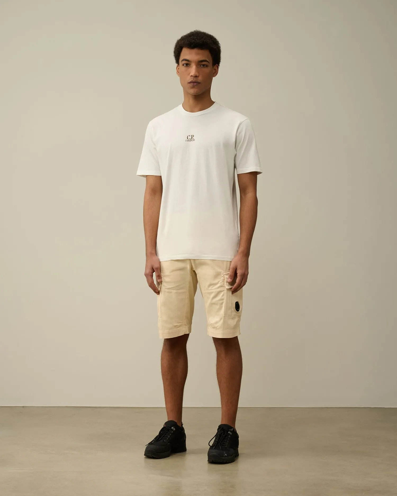 New C.P. Company Cargo Shorts I Bomuld Diagonal Fleece Himmelsk Pink