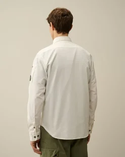 Clearance C.P. Company Chambray Langaermet Logoskjorte Denim-Bla