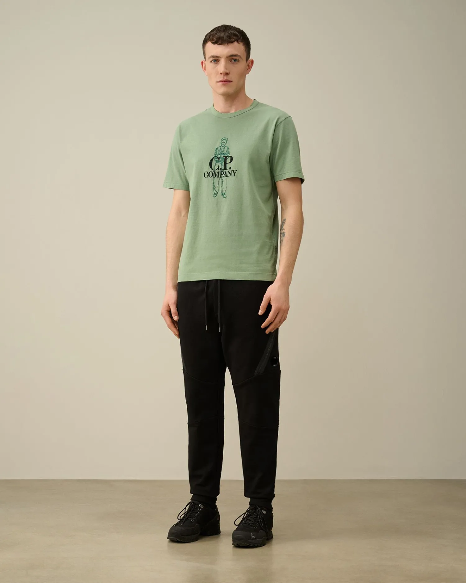 Shop C.P. Company Diagonal Forhojede Fleece Cargo Joggingbukser Ivy Gron