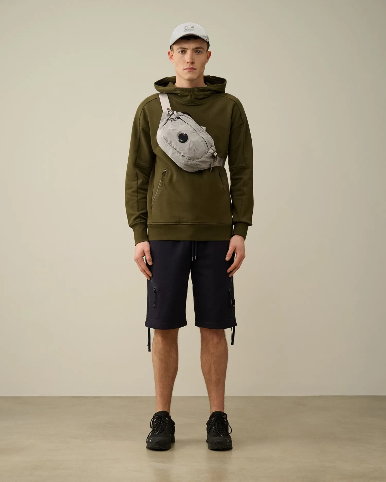Clearance C.P. Company Diagonal Forhojede Fleece Cargo Joggingbukser Sort