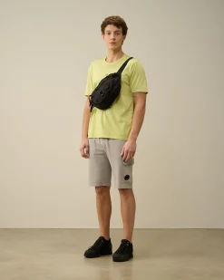 Discount C.P. Company Diagonal Forhojede Fleece-Lommeshorts Med Lynlas Sort