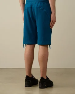 Cheap C.P. Company Diagonal Forhojede Fleece-Lommeshorts Med Lynlas Blaek Bla