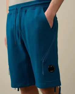 Cheap C.P. Company Diagonal Forhojede Fleece-Lommeshorts Med Lynlas Blaek Bla