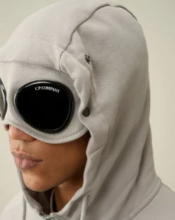 Discount C.P. Company Diagonal Haettetroje I Fleece Goggle Gaze Hvid