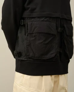 Shop C.P. Company Diagonal Haevet Fleece Blandet Aftagelig Sweatshirt Agave Gron